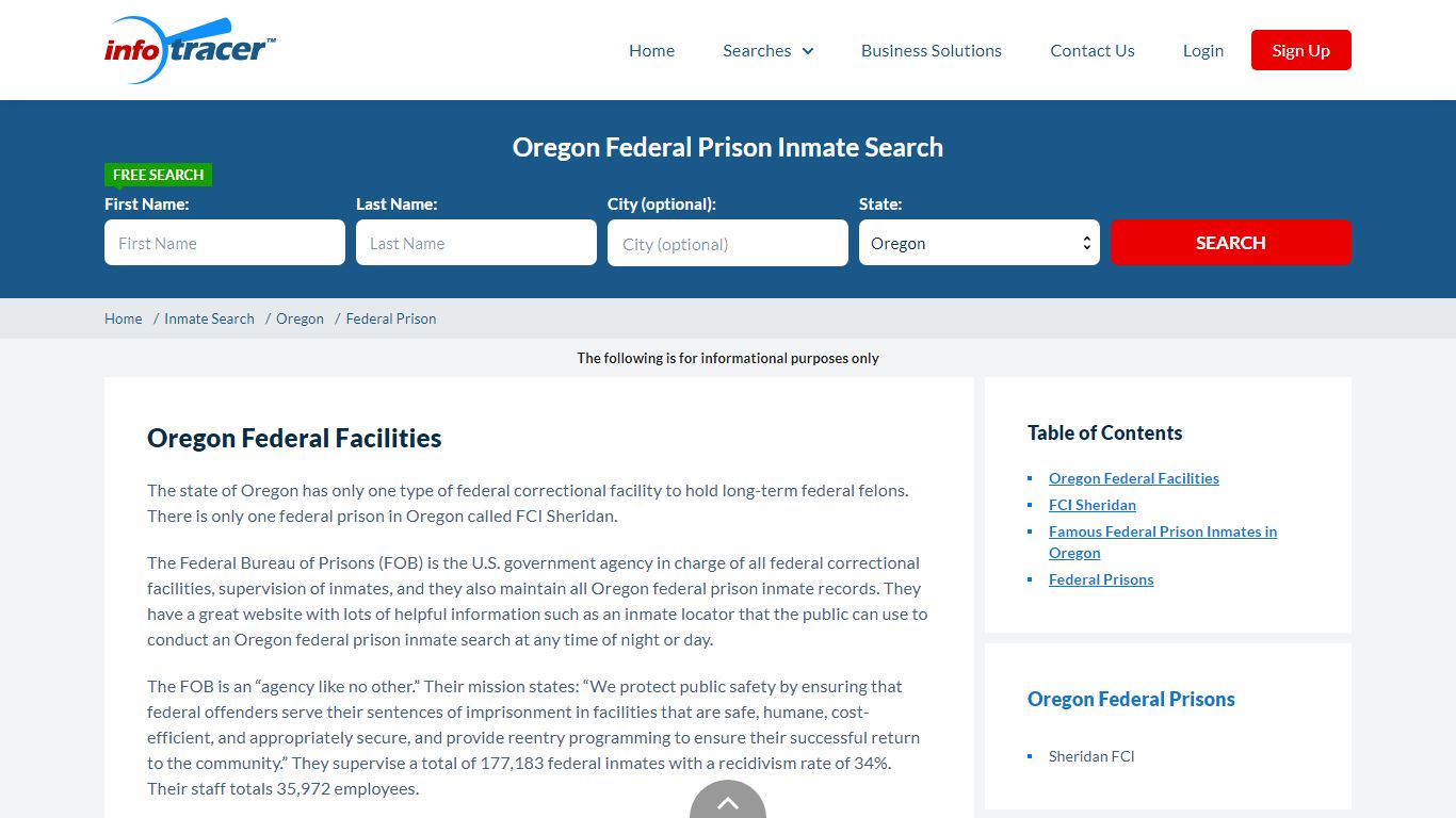 Oregon Federal Prisons Inmate Records Search - InfoTracer